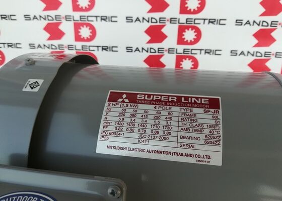 Nuevo Mitsubishi SF-JR, .75kW/1HP, 3410 RPM, 80M Frame, 480 VAC, 1.39 Amperios, 2 Polos,